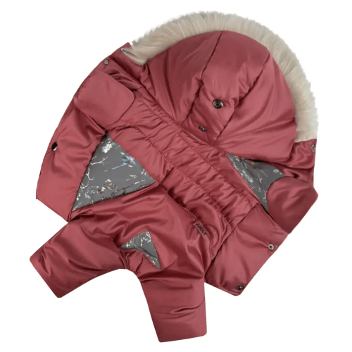 Зимний комбинезон для собак-девочек мех терракот AD-34