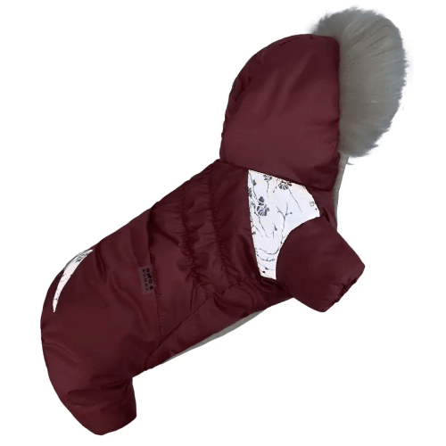 Зимний комбинезон для собак-девочек мех терракот AD-34