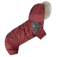 Зимний комбинезон для собак-девочек мех терракот AD-34