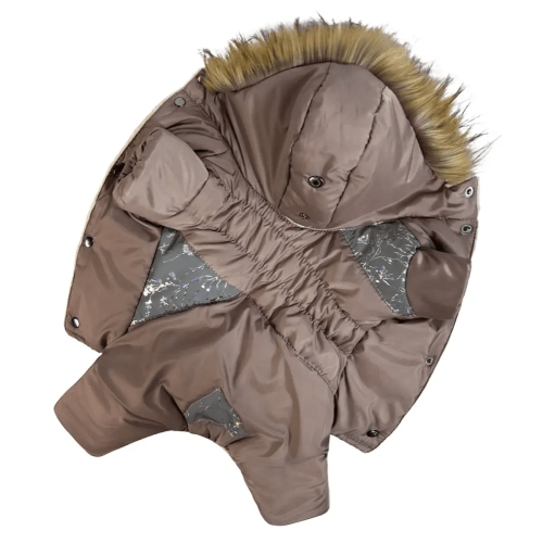 Зимний комбинезон для собак-девочек мех шоколад AD-35