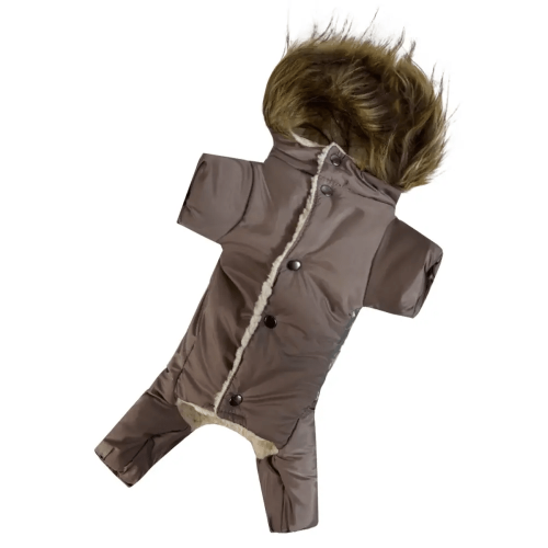 Зимний комбинезон для собак-девочек мех шоколад AD-35