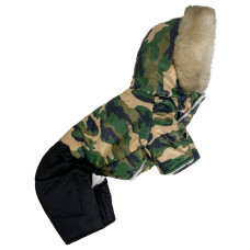 Зимний комбинезон для собак на меху с капюшоном цвета Милитари AM-2