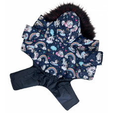 Зимний комбинезон собак на меху с капюшоном единорог AM-20