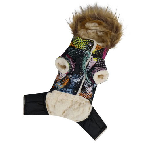 Зимовий комбінезон для собак Dogs Bomba AM-23 Абстракція на хутрі з капюшоном