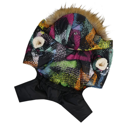 Зимовий комбінезон для собак Dogs Bomba AM-23 Абстракція на хутрі з капюшоном