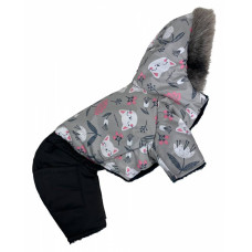 Зимний комбинезон собак на меху с капюшоном котики AM-24