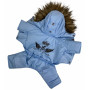 Блакитний зимовий комбінезон для собак на хутрі з капюшоном AM-28