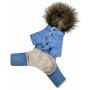 Блакитний зимовий комбінезон для собак на хутрі з капюшоном AM-28