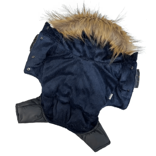 Зимний комбинезон для собак на меху чёрный с звёздами AM-29