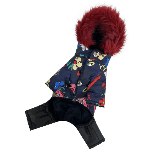 Зимний комбинезон для собак на меху с принтом Funny AM-30