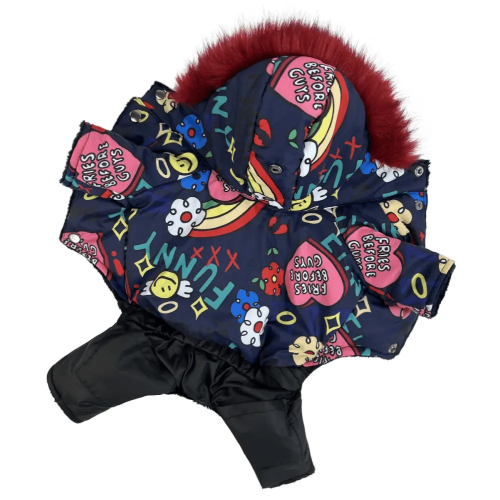 Зимний комбинезон для собак на меху с принтом Funny AM-30