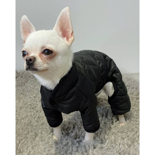 Зимовий комбінезон для собак двосторонній стьобаний чорний AS-9