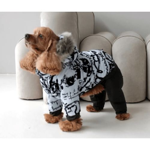 Зимний комбинезон для собак со съемными штанами флок голубой CO-24