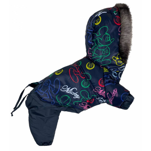 Зимний комбинезон для собак со съемными штанами рисунок Микки CO-29