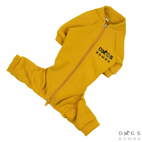 Костюм для собак на змейке горчичного цвета D-122