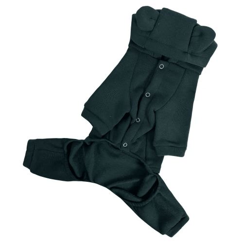 Утеплений костюм для собак смарагдового кольору D-141 з капюшоном та вушками