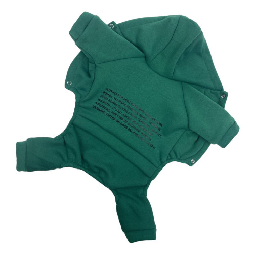 Тёплый костюм для небольших собак изумрудного цвета D-146 с капюшоном