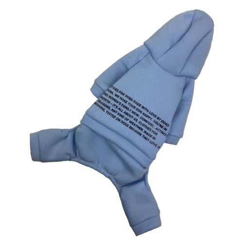 Тёплый костюм для небольших собак голубого цвета D-148 с капюшоном