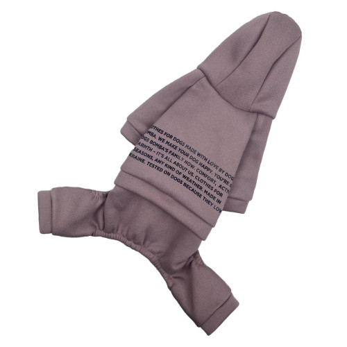 Тёплый костюм для небольших собак цвета пудры D-150 с капюшоном