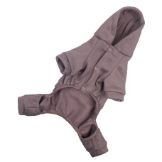 Тёплый костюм для небольших собак цвета пудры D-150 с капюшоном