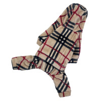 Утеплений картатий махровий костюм для собак D-152