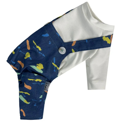 Костюм для собак джинсовый летний с лямками «Краски» D-212