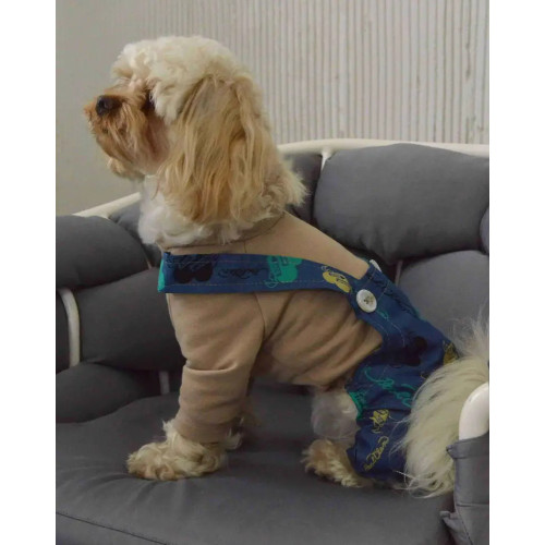 Костюм для собак джинсовый с лямками D-214