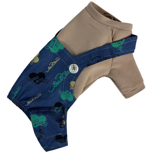 Костюм для собак джинсовый с лямками D-214