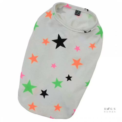 Белая майка для собак с принтом звезды F-25