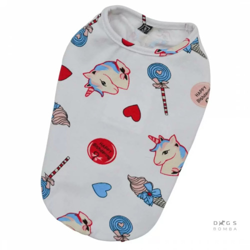 Майка для собак Dogs Bomba F-26 Единорог Белая