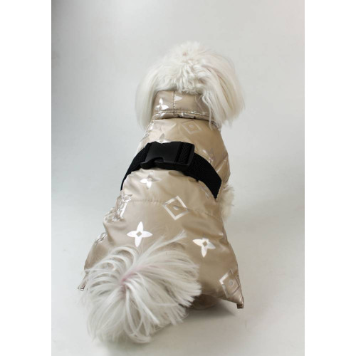 Дутий водовідштовхувальний жилет для собак бежевого кольору G-47