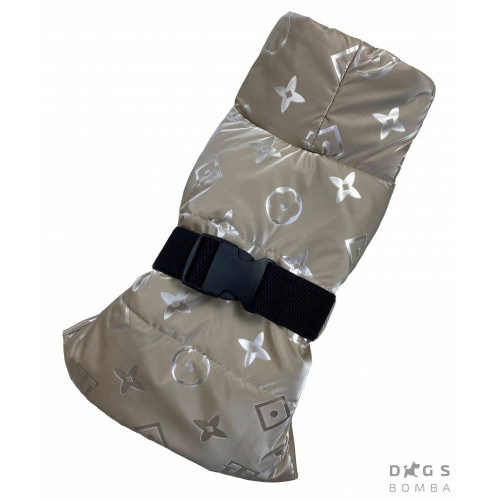 Дутий водовідштовхувальний жилет для собак бежевого кольору G-47