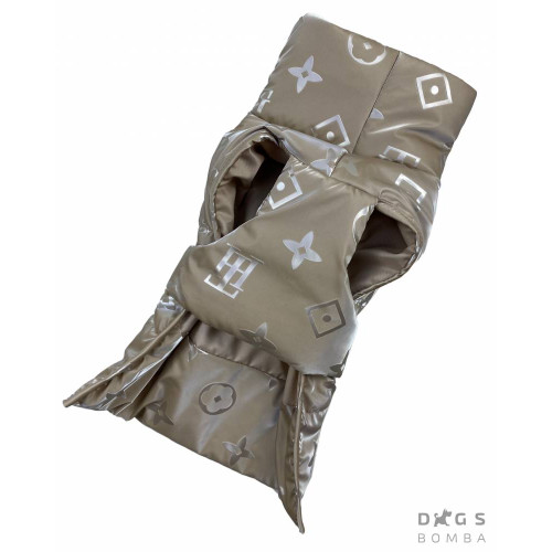 Дутий водовідштовхувальний жилет для собак бежевого кольору G-47