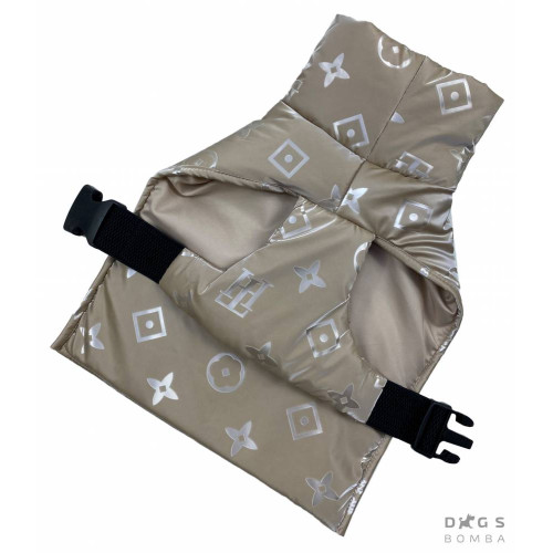 Дутий водовідштовхувальний жилет для собак бежевого кольору G-47