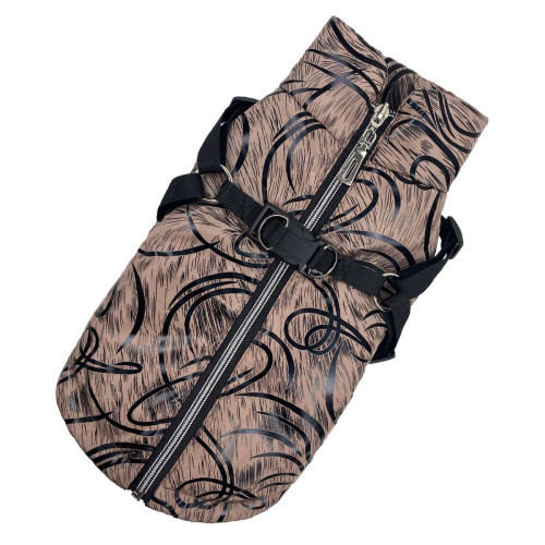 Жилет для собак з шлеей візерунки коричневий GS-21