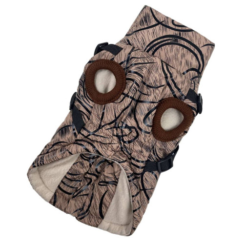 Жилет для собак з шлеей візерунки коричневий GS-21