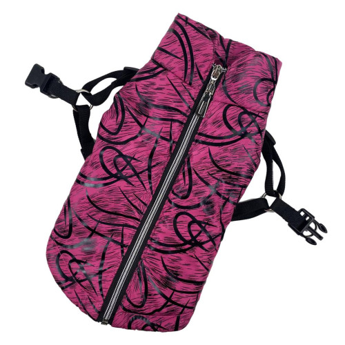 Жилет для собак з шлеей візерунки малиновий GS-22