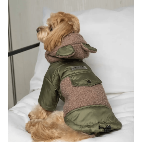 Куртка Teddy для собак кольору хакі K-80