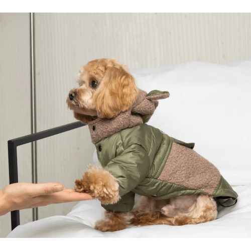 Куртка Teddy для собак кольору хакі K-80