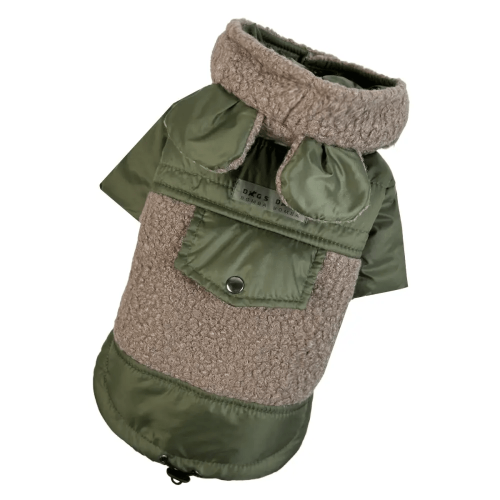 Куртка Teddy для собак кольору хакі K-80