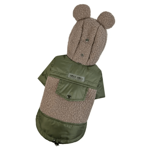 Куртка Teddy для собак кольору хакі K-80