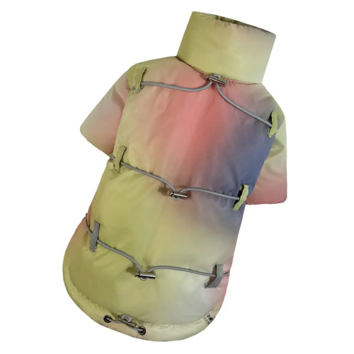 Куртка з фіксаторами для собак тайдай жовтого кольору K-84