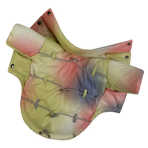 Куртка з фіксаторами для собак тайдай жовтого кольору K-84