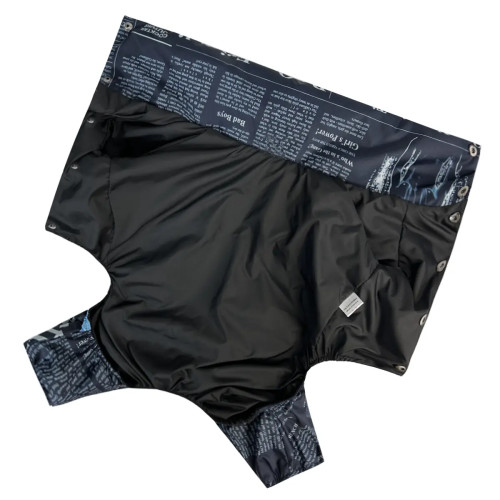 Дождевик для собак газета тёмно-синего цвета M-114