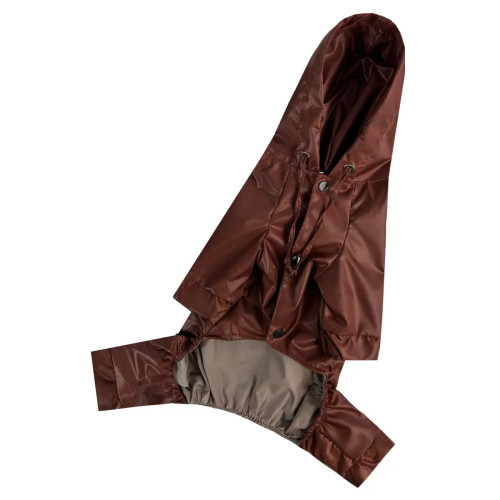 Дождевик для собак с карманом шоколадного цвета M-115