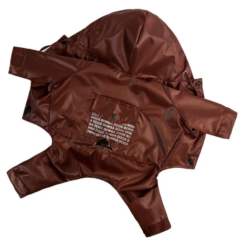 Дождевик для собак с карманом шоколадного цвета M-115