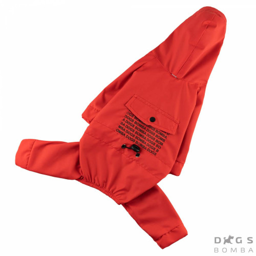 Водоотталкивающий дождевик для собаки M-67 красного цвета