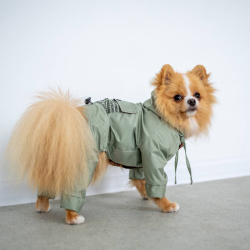 Водоотталкивающий дождевик для собаки M-68 оливкового цвета