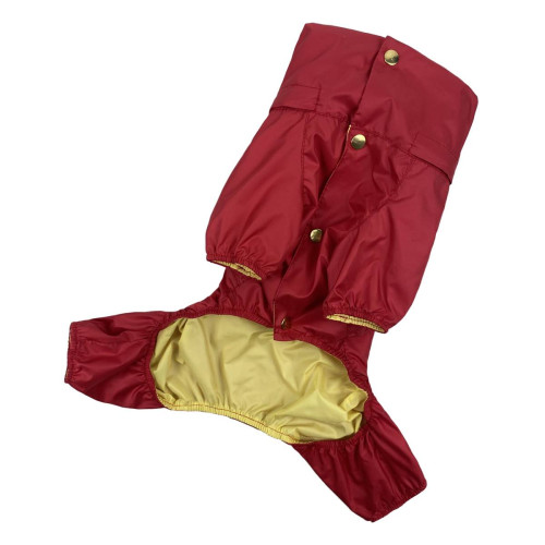 Дождевик для собак со скрытым капюшоном красного цвета M-79