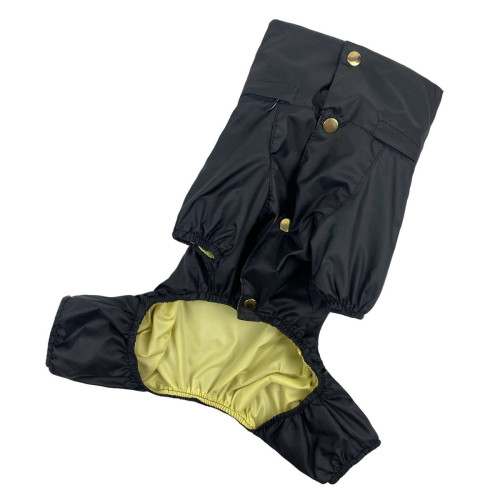 Дощовик для собак із прихованим капюшоном чорного кольору M-80